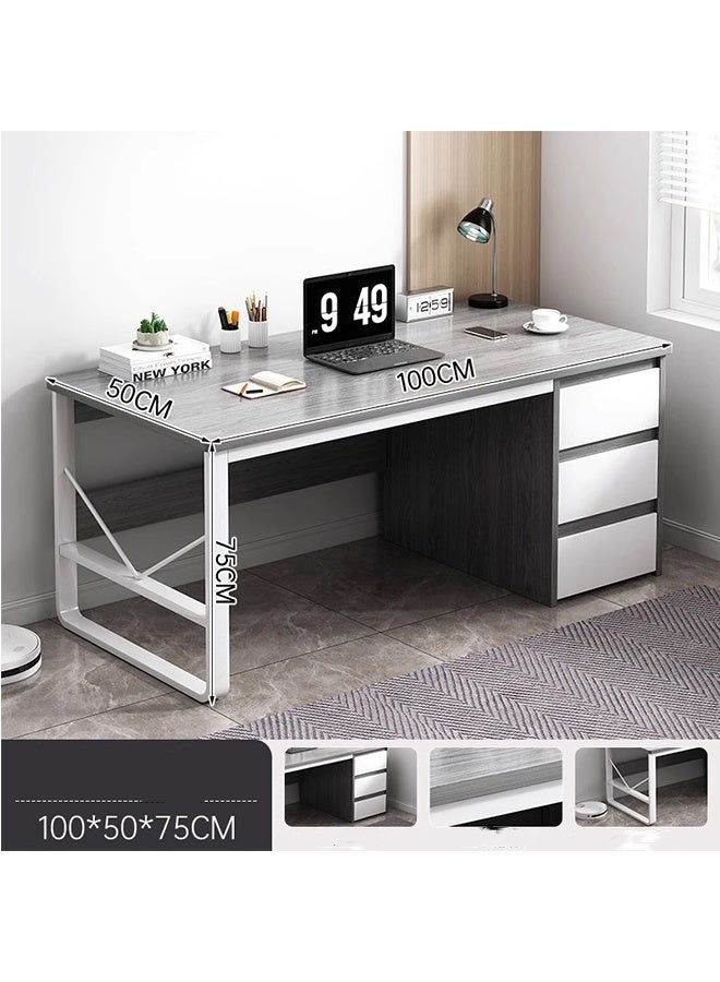 JCB CHIC Modern 100cm Computer Desk with 3 Drawers & Storage Shelf，Space-Saving Writing Desk With Storage Space Heavy Duty，Multifunctional  Sturdy Gaming Study table for Home Office - Image 2